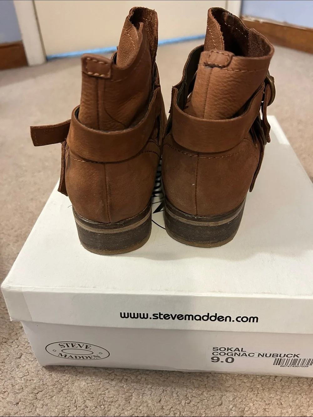 Steve Madden Tan Suede Buckle Ankle Booties